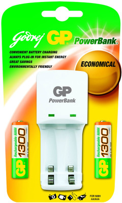 Buy Godrej GP Powerbank KB 02 (with 2 Pcs GP 1300 mAh AA Batteries) Battery Charger: Camera Battery Charger